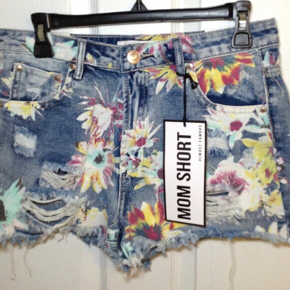NWT Almost Famous "7" Mom Shorts, Bohemian, Hippie Chic, Coachella, Burning Man - Picture 1 of 5